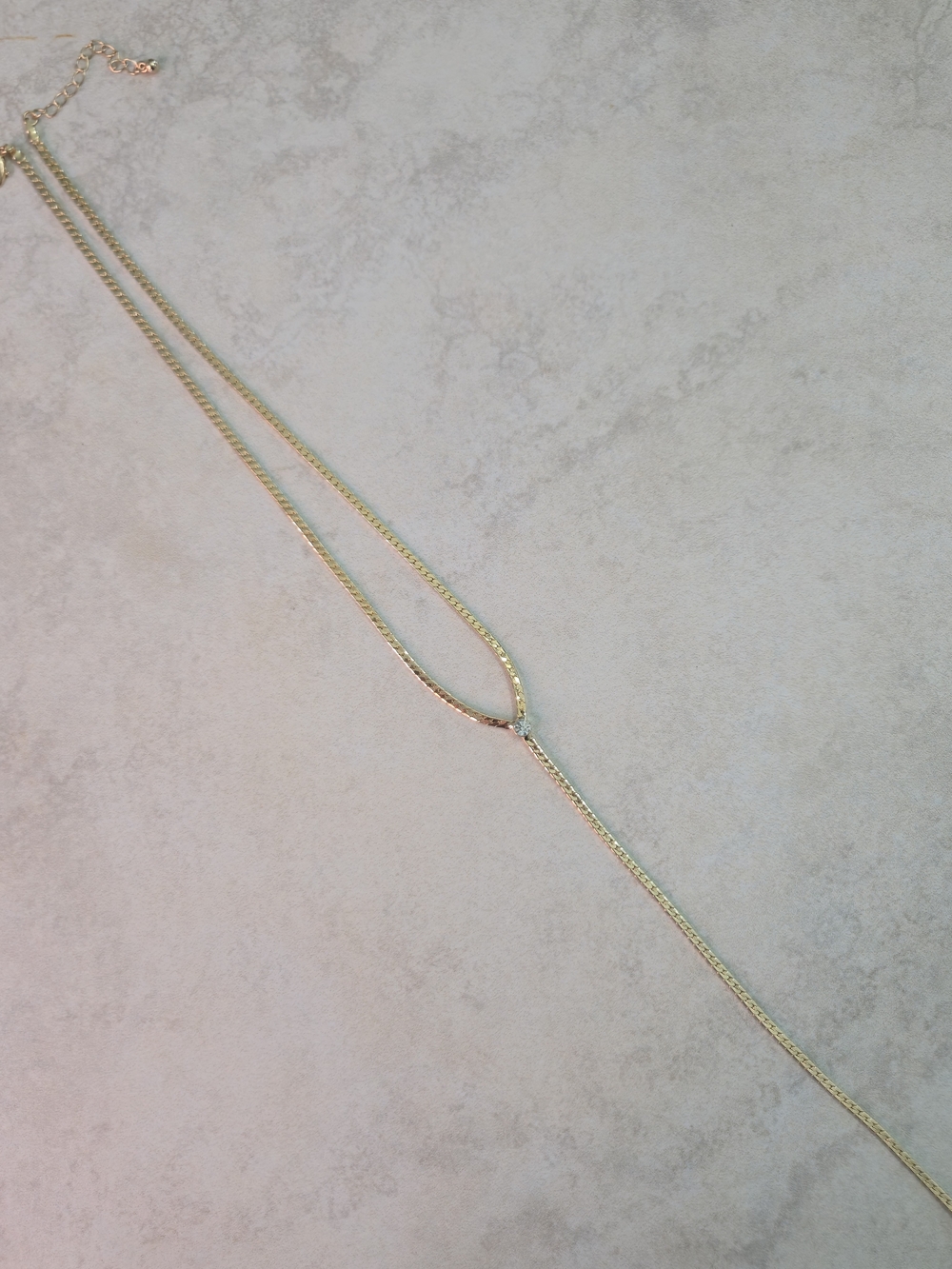 Gold Tone Rhinestone Lariat Y Necklace Long Drop Adjustable - Picture 3 of 6
